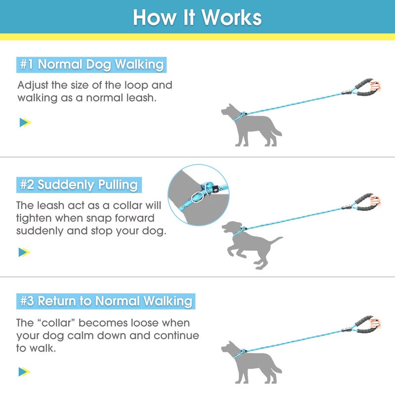 BAAPET 6 Feet Slip Lead Dog Leash Anti-Choking with Upgraded Durable Rope Cover and Comfortable Padded Handle for Large, Medium, Small Dogs Trainning with Poop Bags and Dispenser (Pink) - Image 4